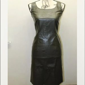 Magda Rose Black  Faux Leather Sleeveless Dress M